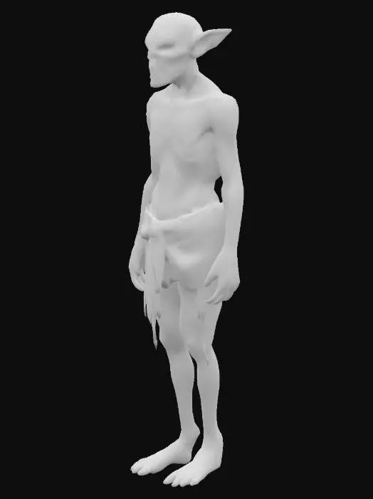 3D model for Emaciated elven slave, wearing rags, with cuts, and bruises all over his body due to being tortured