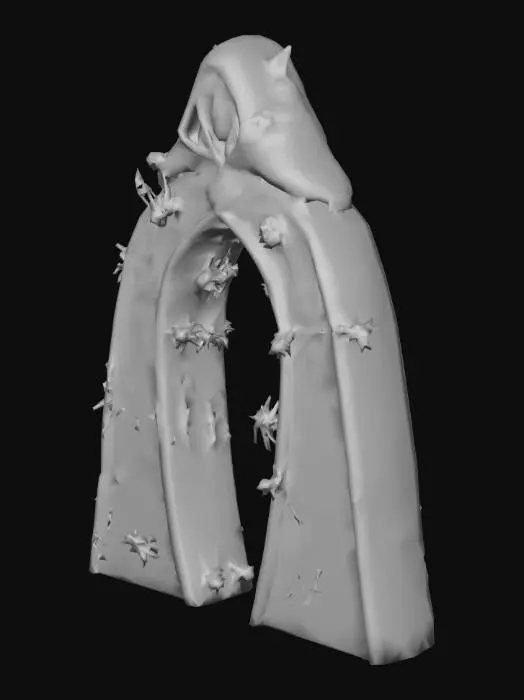 3D model for Create a DROW shaped Arch structure Add symbols of Lolth, spiders, spider webs, and drow symbols.  This will be a structure in the UNDERDARK.  d&D