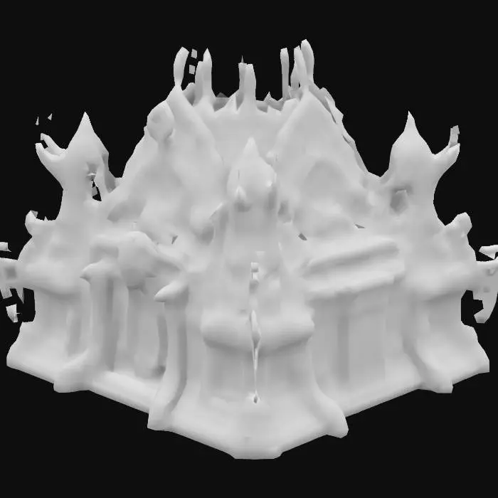 3D model for Design a large biomechanical  DROW Temple of Undeath, different shapes and sizes, fused with organic and mechanical elements. Include glowing green, white, and black, and purple energy veins, pulsating lights. Add intricate carvings and textures that blend flesh and metal seamlessly all in the shapes of open pupils decorating the outside, a lot of bones and skulls also are detailed on the walls