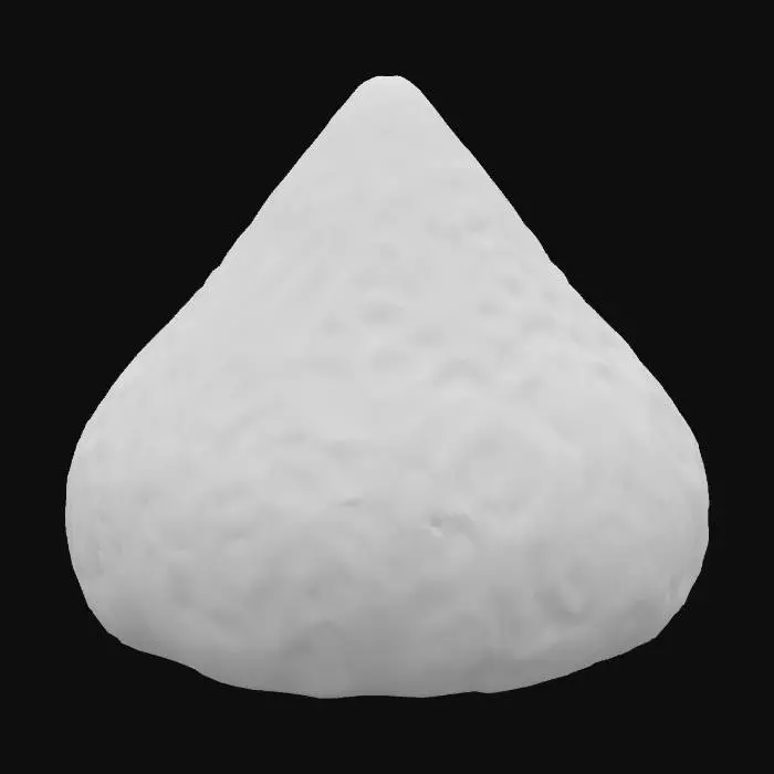 3D model for Design a giant stone tear drop shaped building, fused with organic and mechanical elements. Include glowing blue, orange, and emerald energy veins, pulsating lights. Add intricate carvings and textures seamlessly all in the shapes of cob webs in it