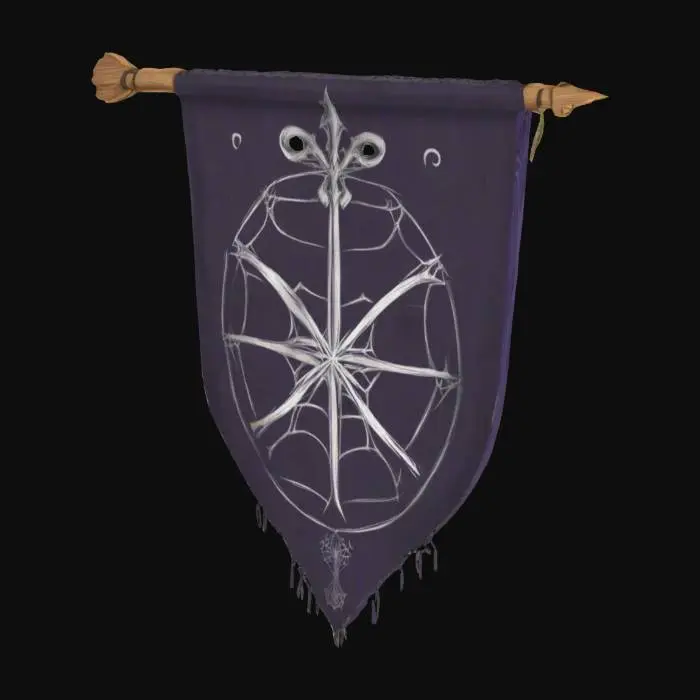 3D model for A DROW elf Medieval sign banner, detailed slightly with magical spiderweb runes