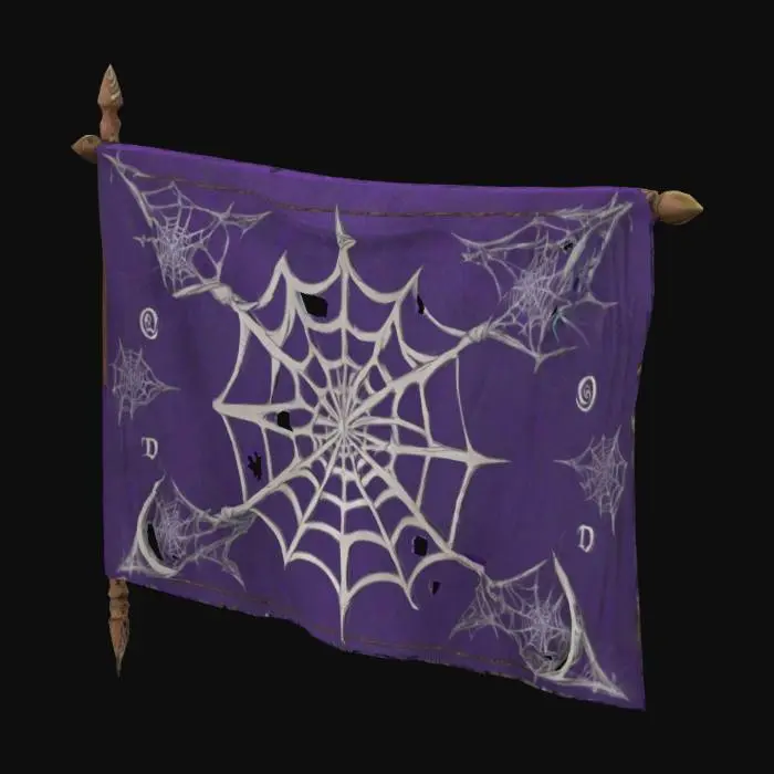 3D model for A DROW elf Medieval sign banner, detailed slightly with magical spiderweb runes