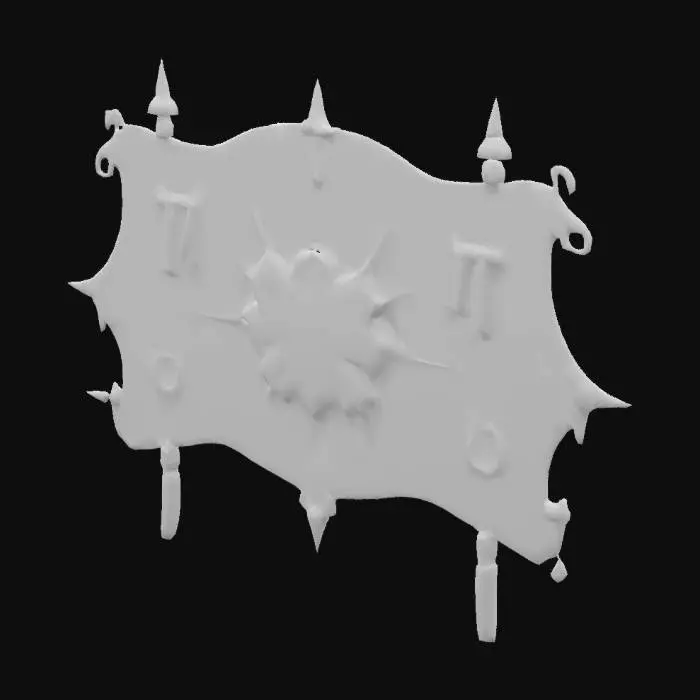 3D model for A DROW elf Medieval sign banner, detailed slightly with magical spiderweb runes