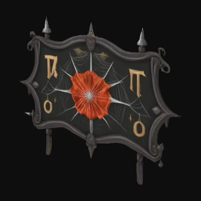 3D model for A DROW elf Medieval sign banner, detailed slightly with magical spiderweb runes