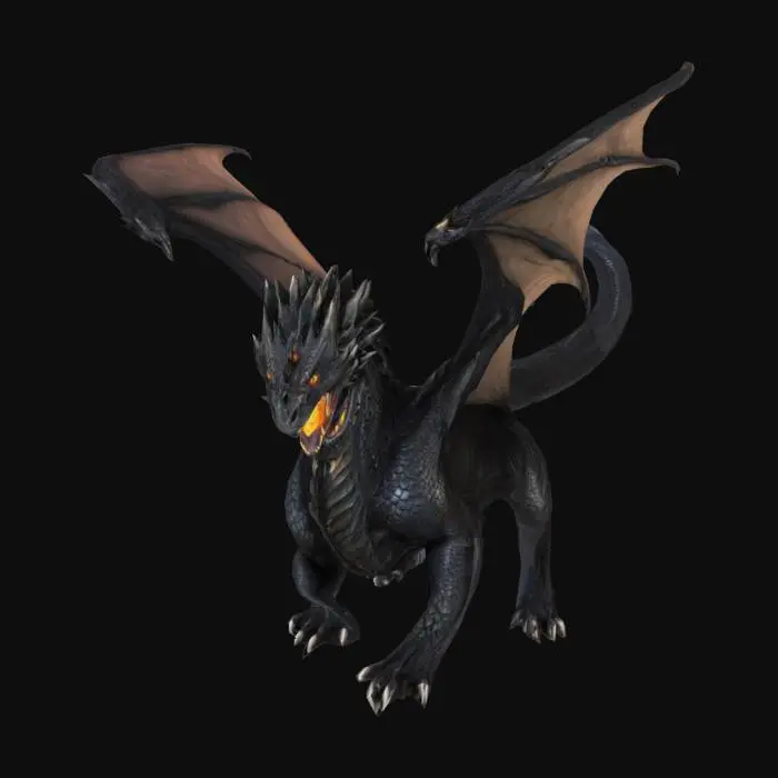 3D model for An obsidian dragon with razor sharp obsidian glass scales