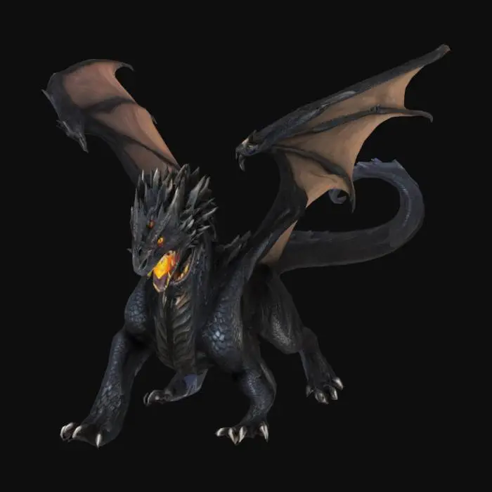 3D model for An obsidian dragon with razor sharp obsidian glass scales