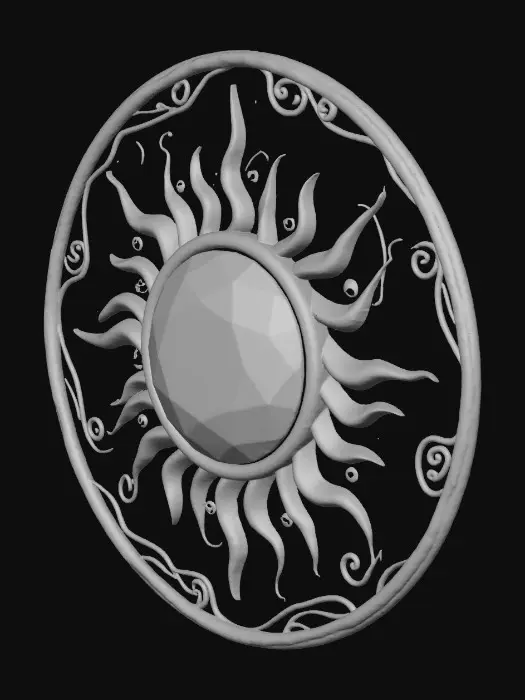 3D model for The Golden One appears as a radiant amulet of pure gold, etched with delicate filigree in the shape of intertwining sunbeams. When worn, it seems to hum softly, resonating with the life force of those around it. In the presence of allies in need, the amulet glows warmly, and tiny motes of golden light drift off its surface, bathing the wearer and their companions in a gentle, reassuring glow. Those touched by its radiance feel their pain ease and their spirits lift, as if the amulet itself channels the benevolence of a celestial patron. The more the wielder heals and protects, the brighter the Golden One shines, reflecting the bond between divine grace and mortal compassion.”