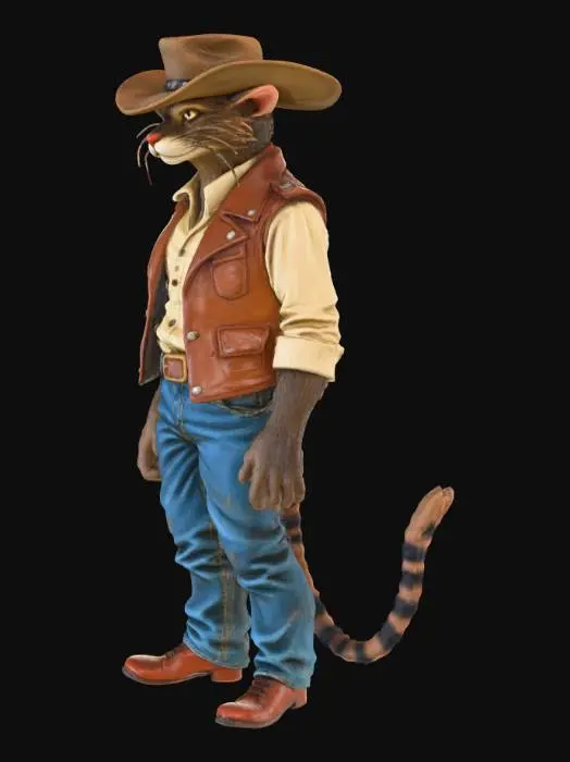 3D model for Cowboy Cat Figure