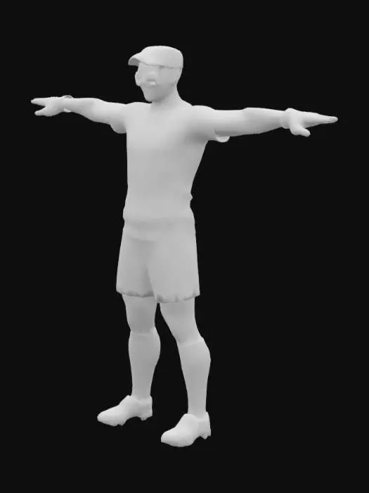 3D model for soccer goalkeeper with hat and glasses ,t pose