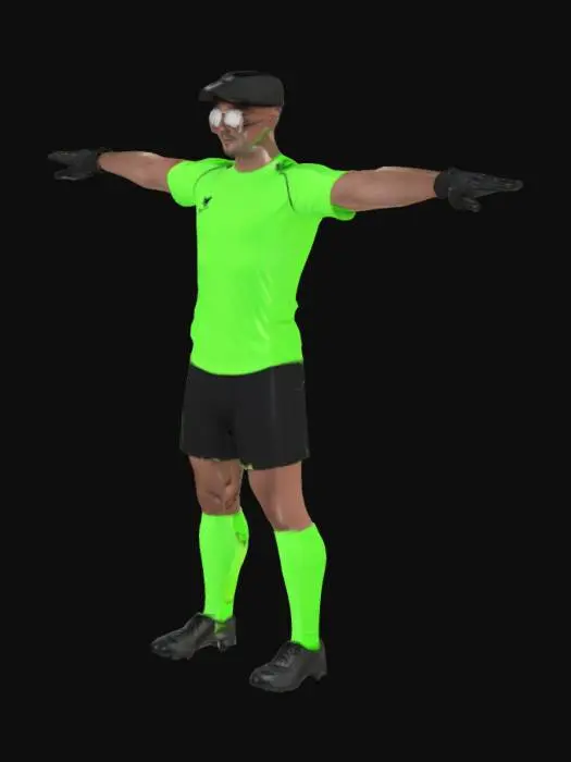 3D model for soccer goalkeeper with hat and glasses ,t pose