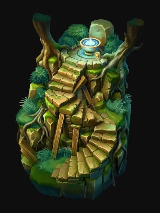 3D model for Cliffside Staircase to the Fountain