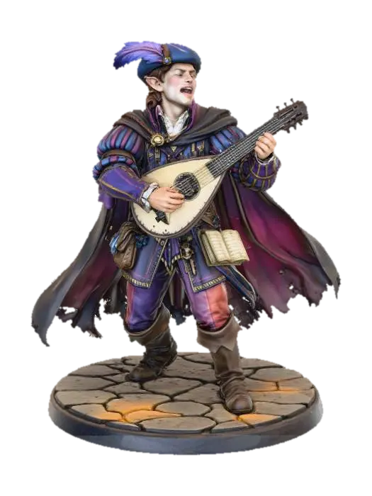 Adventuring Bard por PixelBucket — miniatura de DnD personalizada criada com o Meshy AI