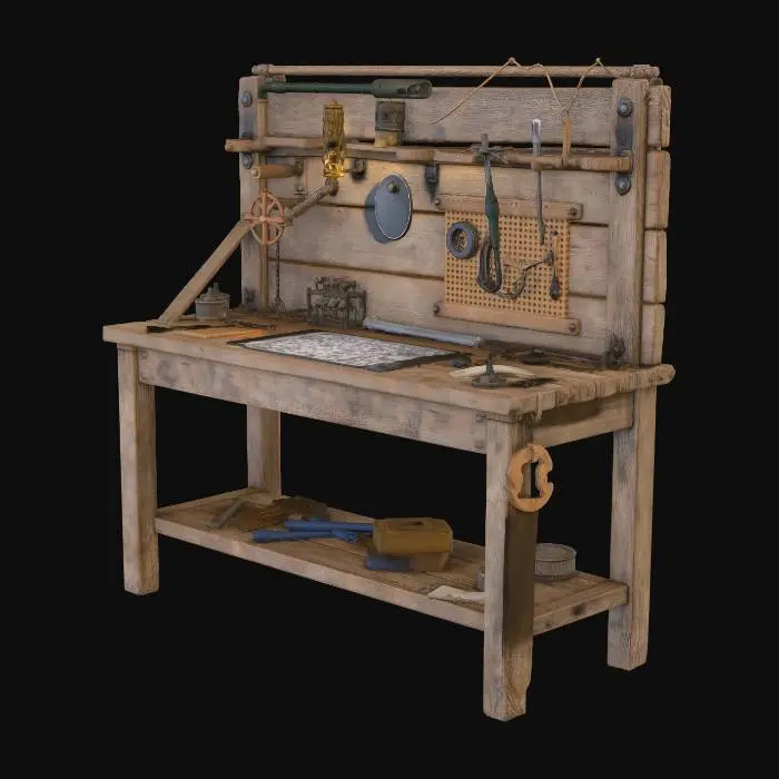 3D model for Weathered Woodworking Bench