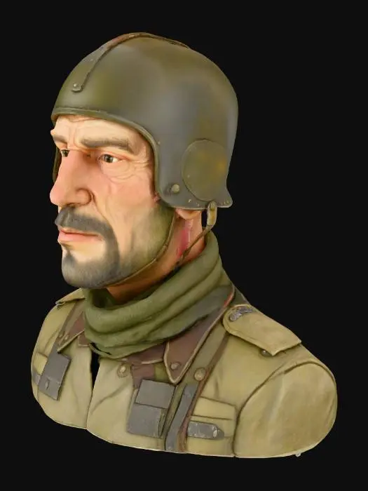 3D model for use the picture to create an image of a world war one pilot bust