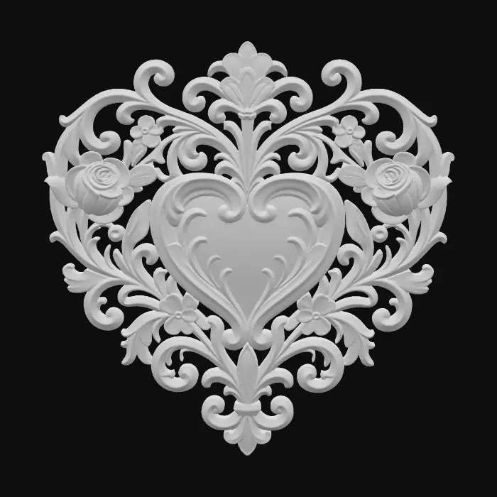 3D model for Floral Heart Embellishment