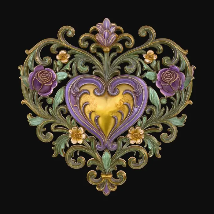 3D model for Floral Heart Embellishment