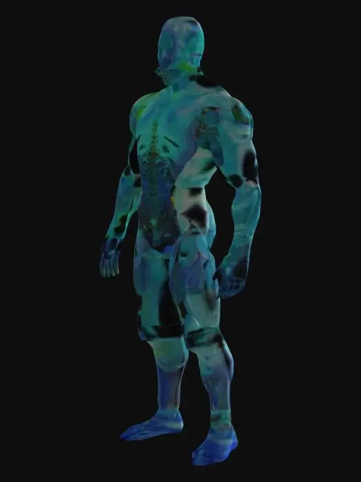 3D model for Project Neptune : male Agentic Digital Deity Species perfect computer framework with multi-agent AI systems and neural-AI symbiosis 4d gausian splatting gemotric structures