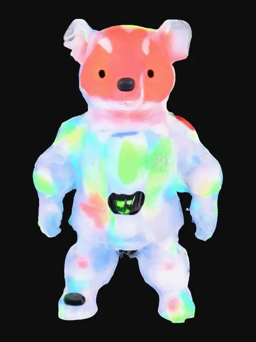 3D model for Create a hyper-detailed, futuristic 3D model of a neural-adaptive magnetic swarm companion robot, inspired by next-generation Chinese technology assembled in Shenzhen. The robot is a sleek, modular sphere (10 cm diameter) composed of hundreds of magnetically anisotropic microbots, each with a glossy, bioluminescent mycelial skin that pulses with living light in neon blue and violet hues,  The swarm dynamically self-assembles into a humanoid form under a rotating magnetic field, showcasing intricate, interlocking patterns with programmable magnetic domains The design integrates a holographic HUD displaying real-time EEG waveforms, powered by Intel  neuromorphic chips, and a nano-scale 4D-printed chassis  blends neo-futuristic luxury (Chrome Hearts-inspired) ,  high-tech Shenzhen