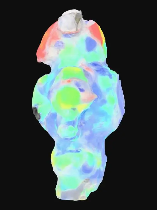 3D model for Create a hyper-detailed, futuristic 3D model of a neural-adaptive magnetic swarm companion robot, inspired by next-generation Chinese technology assembled in Shenzhen. The robot is a sleek, modular sphere (10 cm diameter) composed of hundreds of magnetically anisotropic microbots, each with a glossy, bioluminescent mycelial skin that pulses with living light in neon blue and violet hues,  The swarm dynamically self-assembles into a humanoid form under a rotating magnetic field, showcasing intricate, interlocking patterns with programmable magnetic domains The design integrates a holographic HUD displaying real-time EEG waveforms, powered by Intel  neuromorphic chips, and a nano-scale 4D-printed chassis  blends neo-futuristic luxury (Chrome Hearts-inspired) ,  high-tech Shenzhen