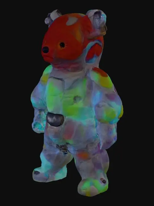 3D model for Create a hyper-detailed, futuristic 3D model of a neural-adaptive magnetic swarm companion robot, inspired by next-generation Chinese technology assembled in Shenzhen. The robot is a sleek, modular sphere (10 cm diameter) composed of hundreds of magnetically anisotropic microbots, each with a glossy, bioluminescent mycelial skin that pulses with living light in neon blue and violet hues,  The swarm dynamically self-assembles into a humanoid form under a rotating magnetic field, showcasing intricate, interlocking patterns with programmable magnetic domains The design integrates a holographic HUD displaying real-time EEG waveforms, powered by Intel  neuromorphic chips, and a nano-scale 4D-printed chassis  blends neo-futuristic luxury (Chrome Hearts-inspired) ,  high-tech Shenzhen