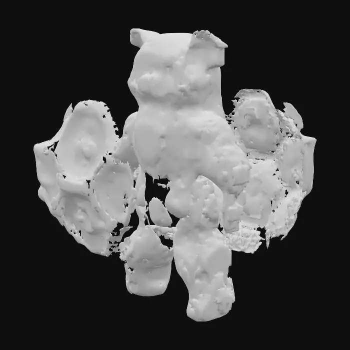 3D model for Create a hyper-detailed, futuristic 3D model of a neural-adaptive magnetic swarm companion robot, inspired by next-generation Chinese technology assembled in Shenzhen. The robot is a sleek, modular sphere (10 cm diameter) composed of hundreds of magnetically anisotropic microbots, each with a glossy, bioluminescent mycelial skin that pulses with living light in neon blue and violet hues,  The swarm dynamically self-assembles into a humanoid form under a rotating magnetic field, showcasing intricate, interlocking patterns with programmable magnetic domains The design integrates a holographic HUD displaying real-time EEG waveforms, powered by Intel  neuromorphic chips, and a nano-scale 4D-printed chassis  blends neo-futuristic luxury (Chrome Hearts-inspired) ,  high-tech Shenzhen