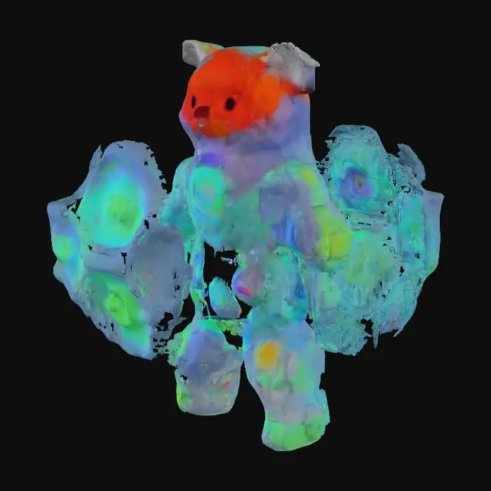 3D model for Create a hyper-detailed, futuristic 3D model of a neural-adaptive magnetic swarm companion robot, inspired by next-generation Chinese technology assembled in Shenzhen. The robot is a sleek, modular sphere (10 cm diameter) composed of hundreds of magnetically anisotropic microbots, each with a glossy, bioluminescent mycelial skin that pulses with living light in neon blue and violet hues,  The swarm dynamically self-assembles into a humanoid form under a rotating magnetic field, showcasing intricate, interlocking patterns with programmable magnetic domains The design integrates a holographic HUD displaying real-time EEG waveforms, powered by Intel  neuromorphic chips, and a nano-scale 4D-printed chassis  blends neo-futuristic luxury (Chrome Hearts-inspired) ,  high-tech Shenzhen