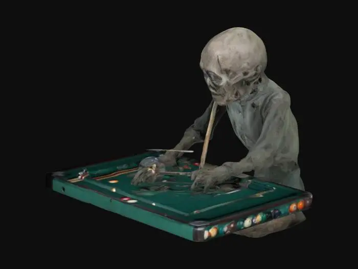 3D model for Старый криповый, забытый высохший труп бильярдиста, с кием в глазу