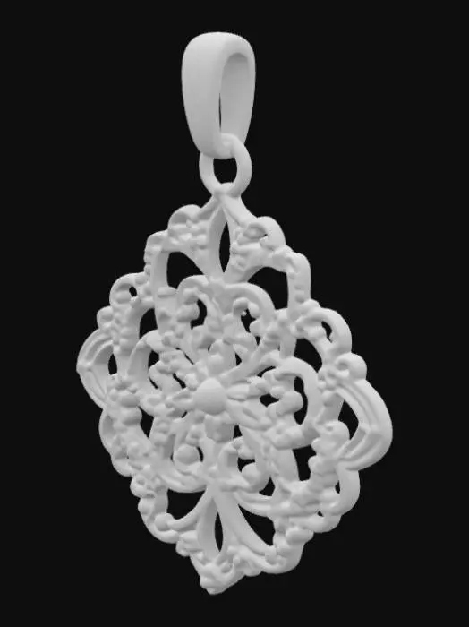 3D model for A fancy jewelry pendant to put on a necklace that prints on the face side without support