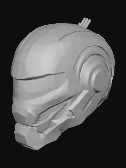3D model for Crea un accesorio para la cabeza de Roblox, un casco futurista de estilo cibernético, con detalles metálicos y luces brillantes de colores neón. El casco debe tener una forma aerodinámica, con una visera envolvente que brille suavemente en la parte superior. El diseño debe ser elegante pero imponente, con líneas geométricas y paneles de metal que se fusionan con tecnología avanzada. Añade detalles como circuitos visibles y una pequeña antena futurista en un lado del casco. Los colores principales deben ser plateados y azules, pero con toques de neón en verde y morado. El accesorio debe dar una sensación de poder y alta tecnología."