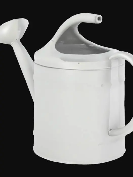 3D model for Details/Description: A functional, gray watering can with no lid. It has a smooth body and a spout with a round hole instead of a rose.
Materials & Textures: Matte gray galvanized metal with translucent animated water