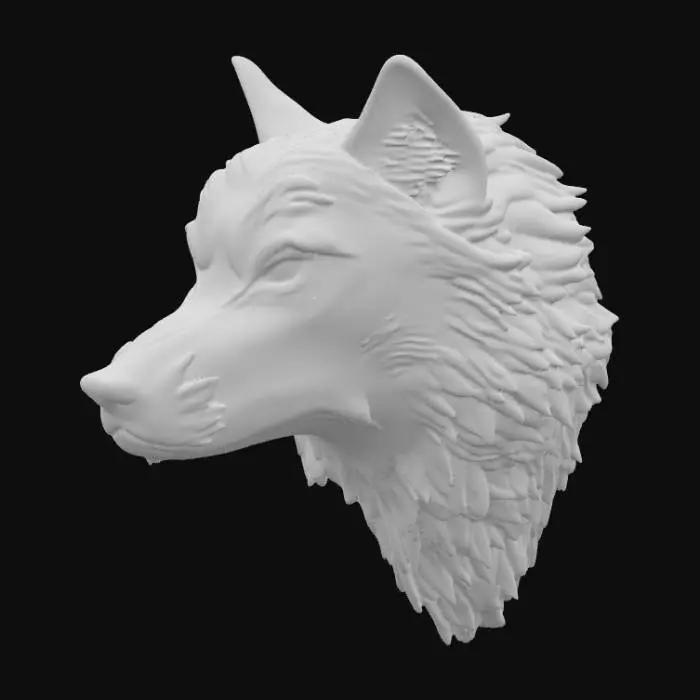 3D model for haga la cabeza de un lobo que exprese sabiduría, poder y grandeza, debe ser místico
