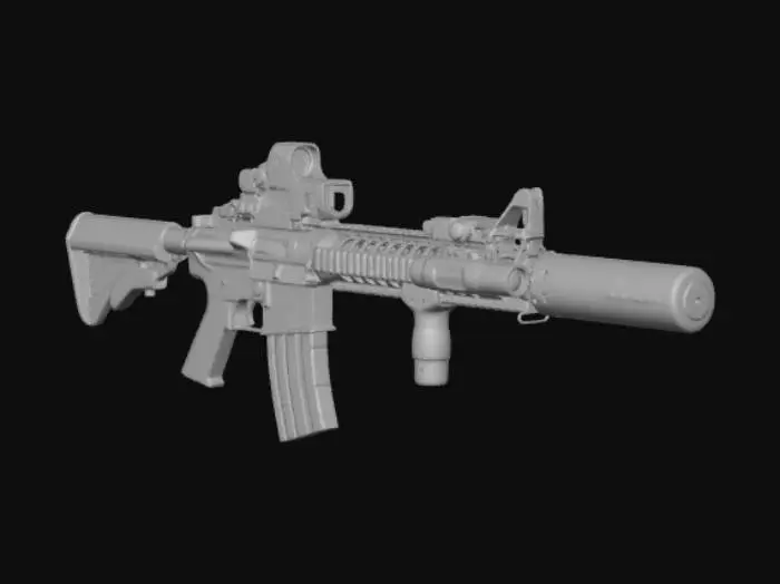 3D model for AR-Style Rifle with Red Dot Sight and Green Laser Sights