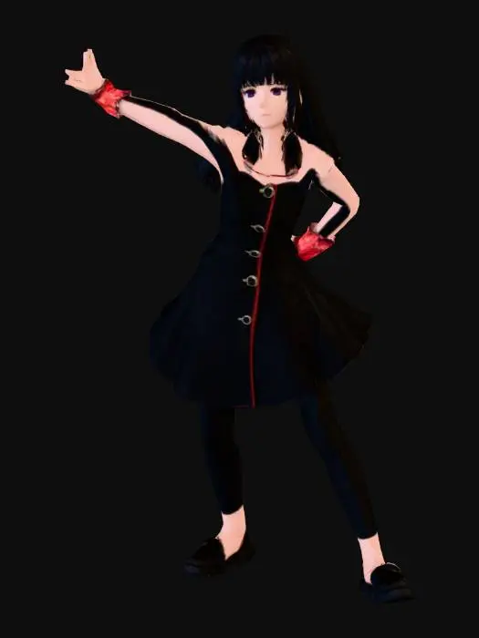 3D model for Death note animesindeki Misa Misa karakterini siyah bir elbise ile oluştur.