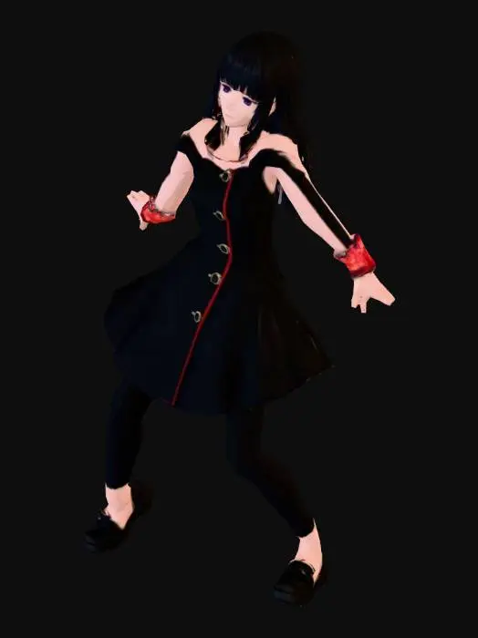 3D model for Death note animesindeki Misa Misa karakterini siyah bir elbise ile oluştur.