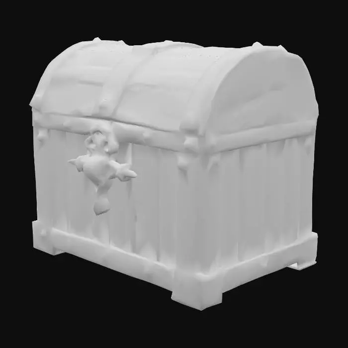 3D model for A dark-fantasy medieval chest made out of old, rotting wood and rusted metal. Dusty, weathered, rustic.