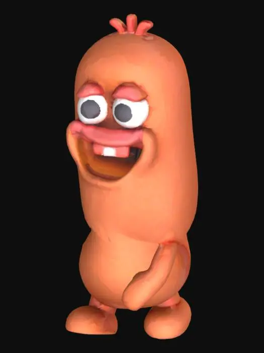 3D model for воксельная кусок колбасы с глазами руками ногами и большими губами