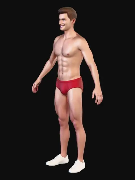 3D model for Male Model in Red Briefs