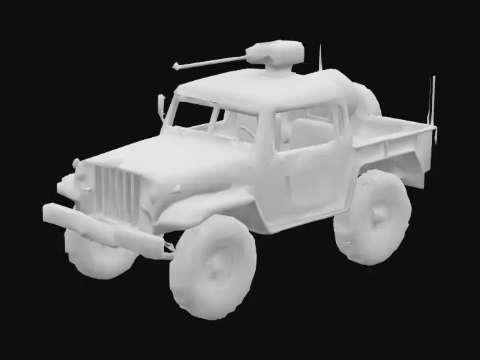 3D model for a military jeep with a gun attached on top