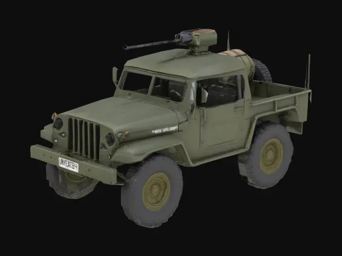 3D model for a military jeep with a gun attached on top