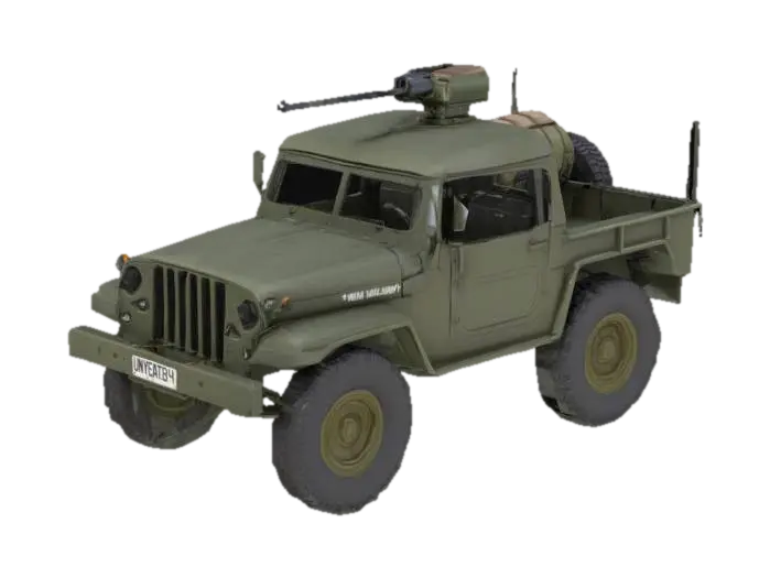 a military jeep with a gun attached on top - Automobiles model 3D, wygenerowany przez AI