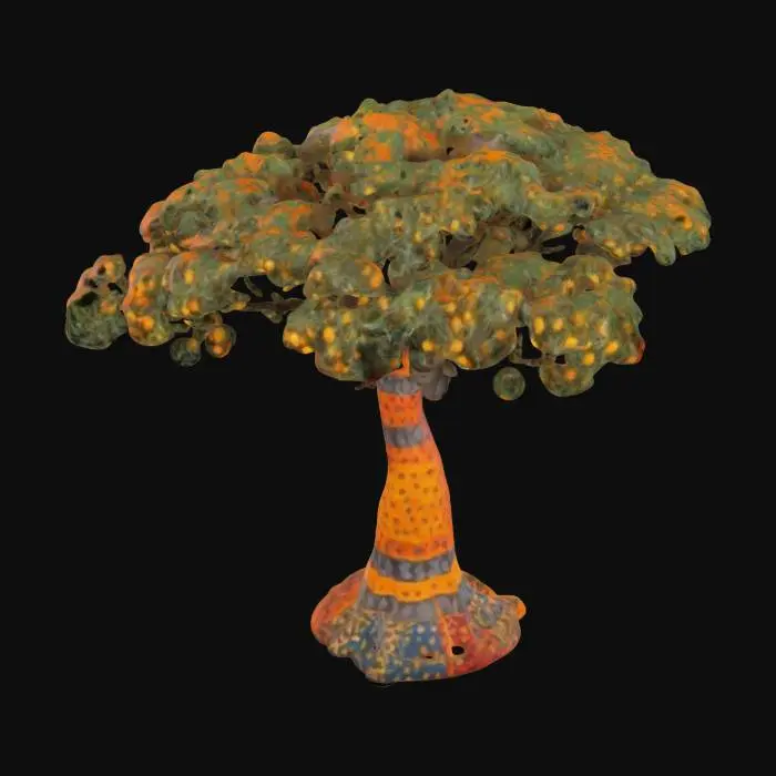 3D model for savannah tree decorated in traditional african colour patterns
