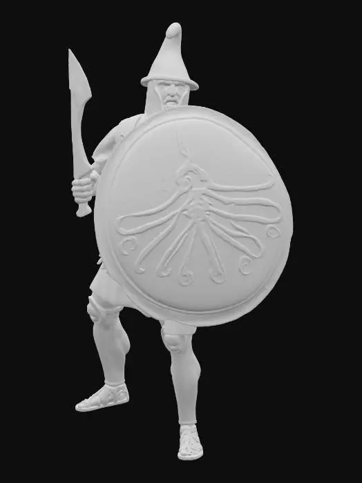 3D model for Warrior with falcata and shield 2