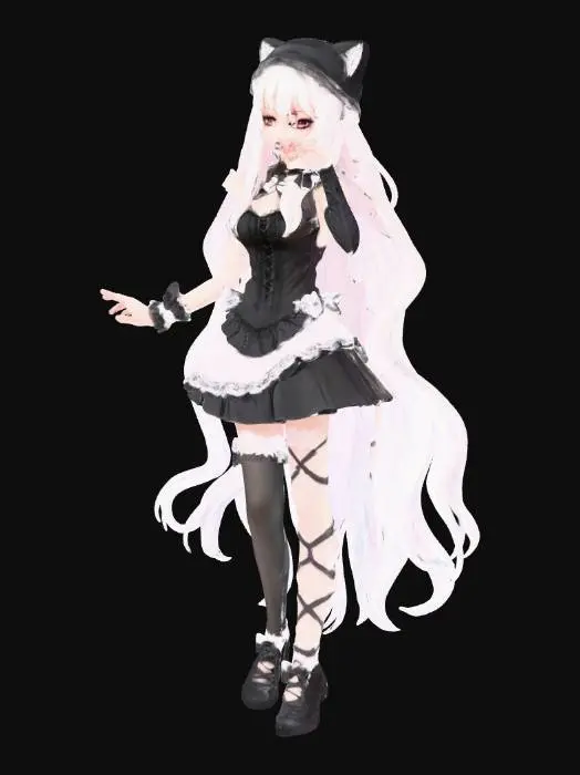 3D model for Gothic Neko Girl