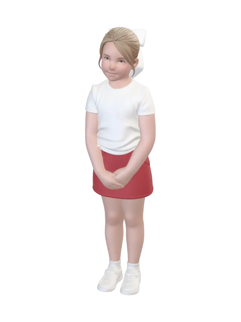 Doll in White T-Shirt and Red Skirt 的 AI 生成 3D 模型