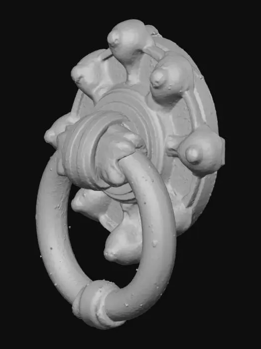 3D model for An old, cast-iron gate completely covered in cobwebs, with a rusty knocker in the center., #Halloween2025#