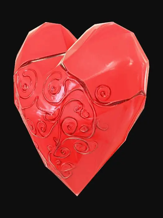 3D model for a good locking low poly heart