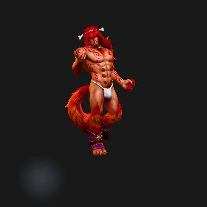 3D model for Crimson Kitsune Warrior