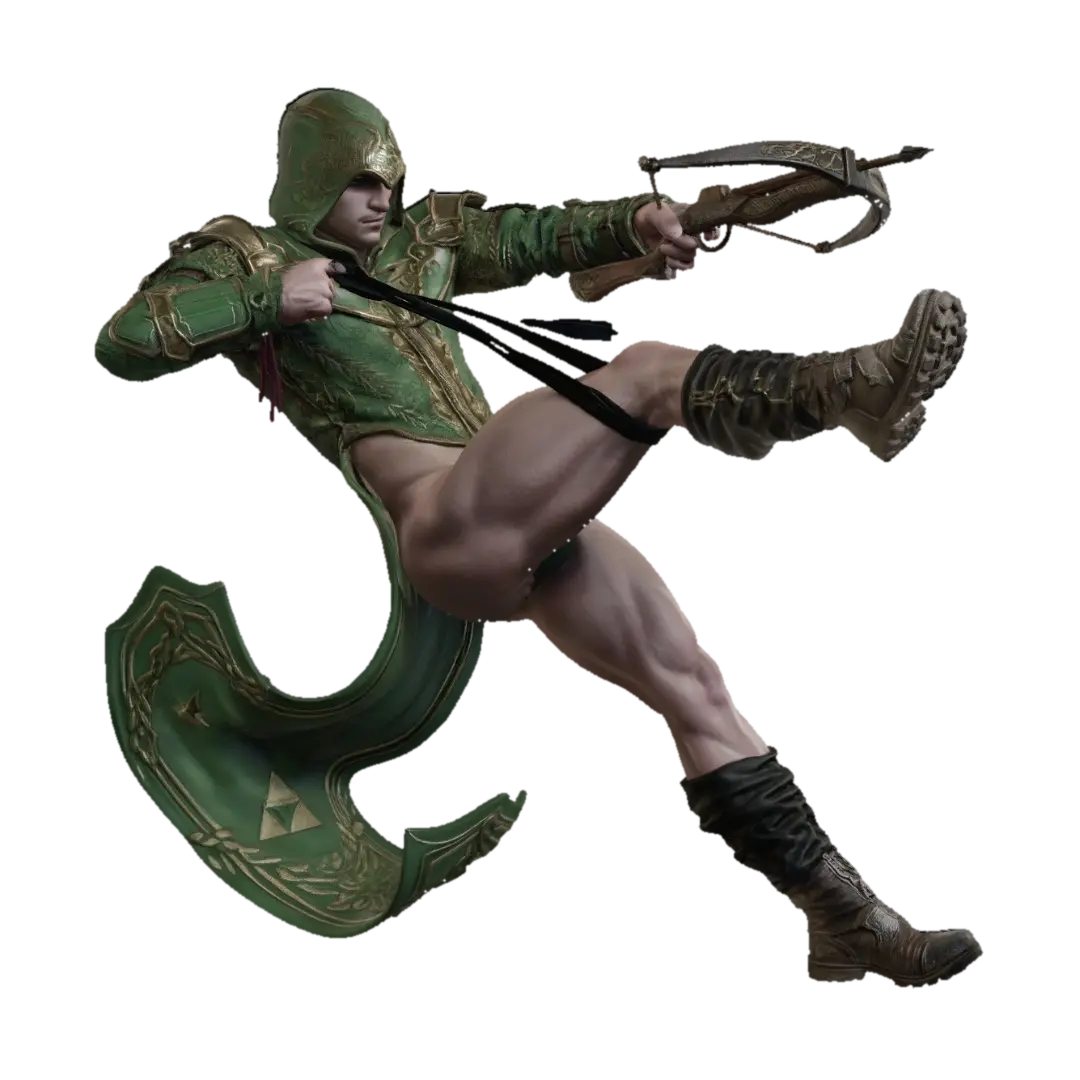 Emerald Archer in Flight - Ranged 3D model, vytvořený pomocí AI