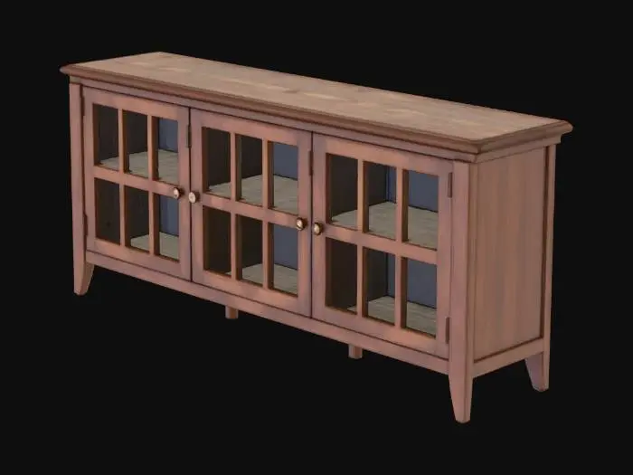3D model for Mission Oak 3 Door Console, TV Stand - Walnut