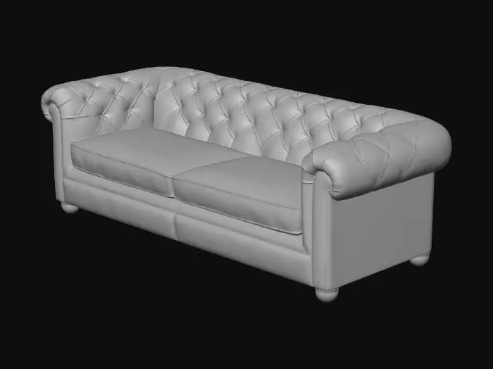 3D model for Chesterfield Roll Arm Leather Sofa - Pottery Barn